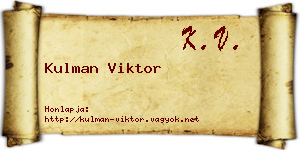 Kulman Viktor névjegykártya